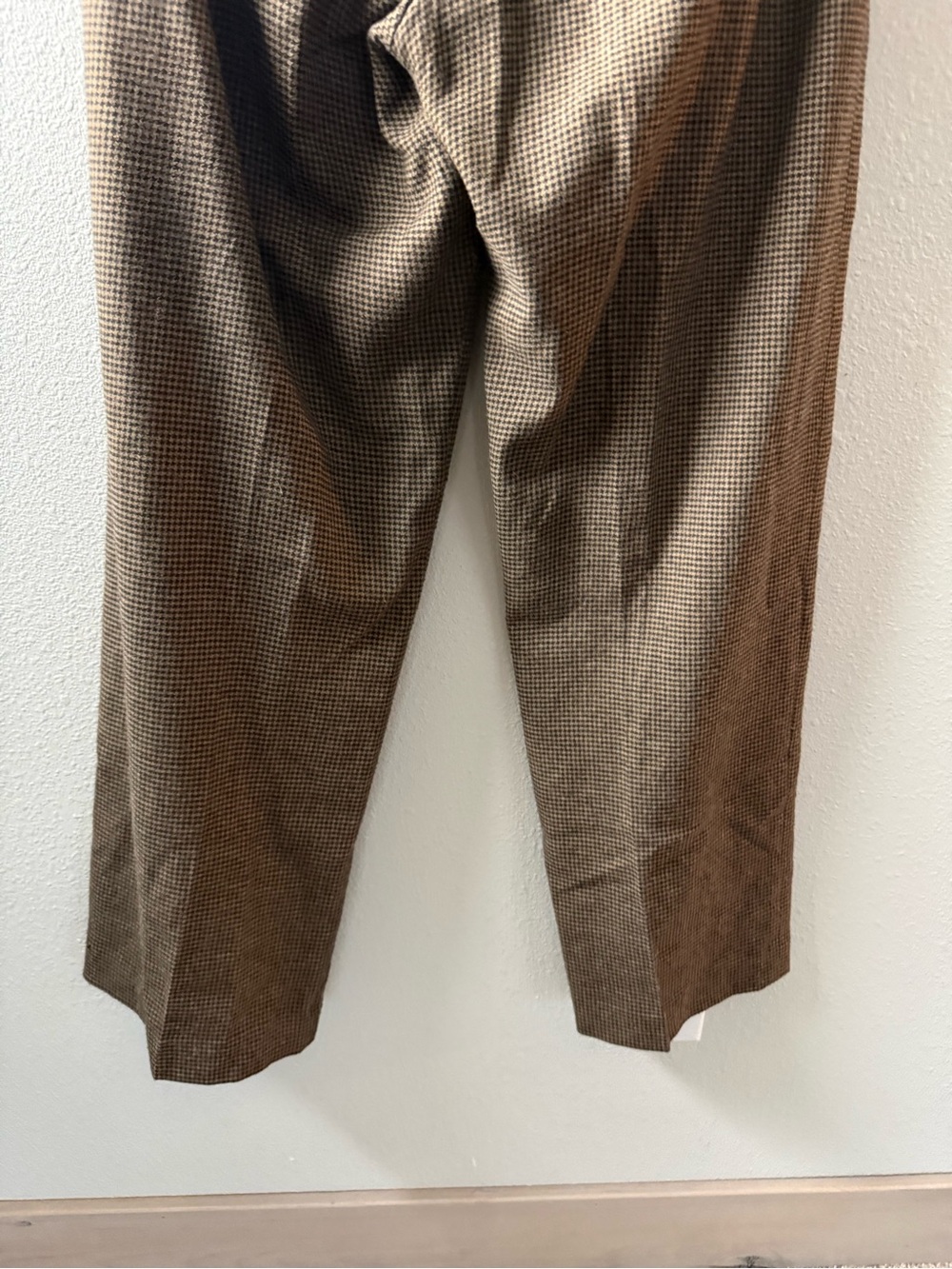 Vince Houndstooth Pleat Front Pants Black Camel Wool Blend Business Casual Sz 4 - Picture 9 of 13